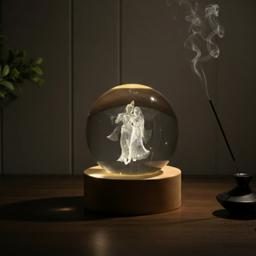 Radha and Krishna - 3D Crystal Ball Lamp