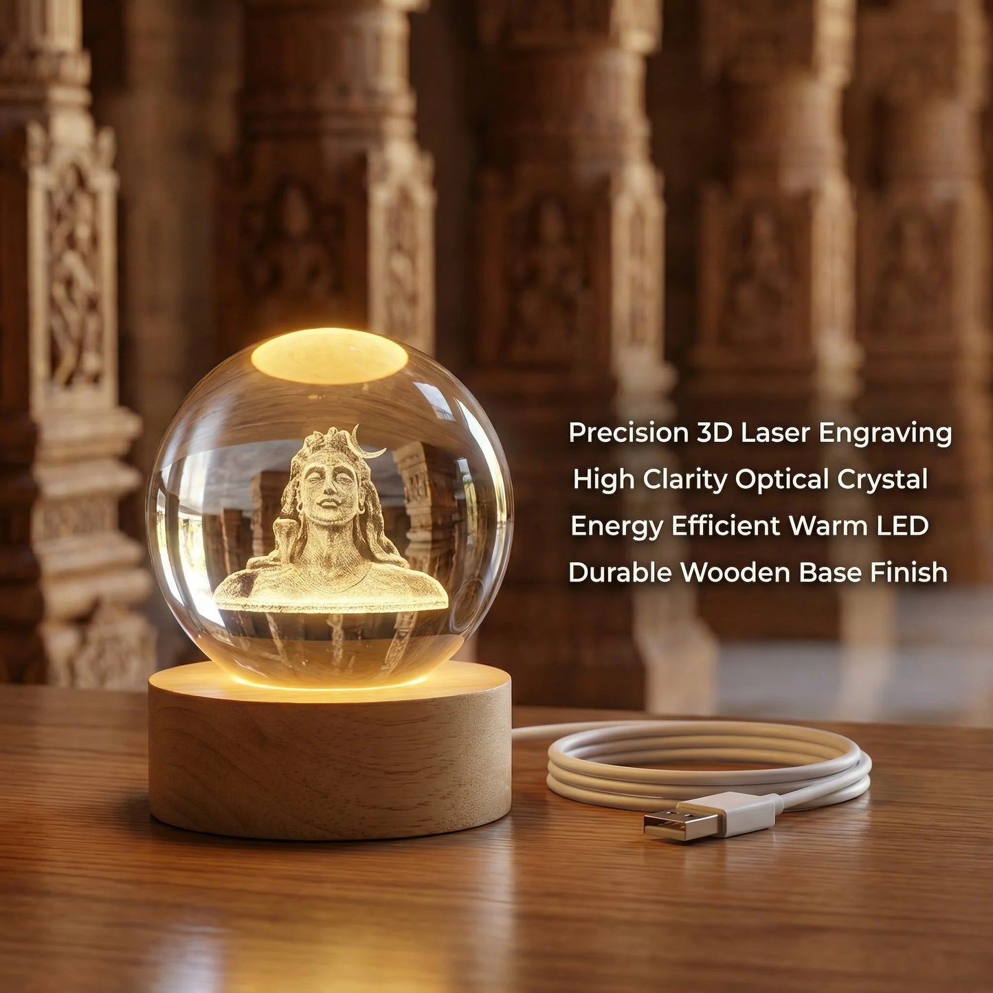 Adiyogi - 3D Crystal Ball Lamp